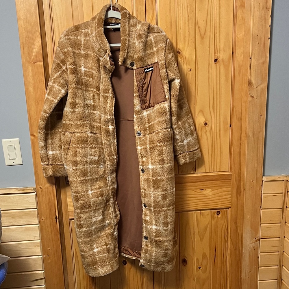 Columbia Tan Plaid Trench Coat